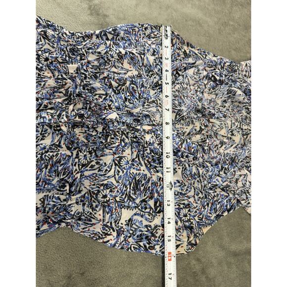 Saloni Lizzie Silk Maxi Dress Blue Ruffle Floral Sleeveless V Neck Tie Waist XS - Picture 10 of 14